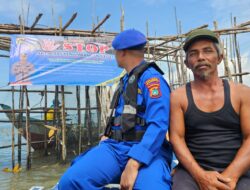 Satpolairud Polres Bangka dan Polsek Mendo Barat Melakukan Himbauan dan Pemasangan Spanduk Larangan Melakukan Penambangan timah Ilegal