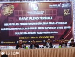 KPU Bangka Gelar Rapat Pleno Terbuka Rekapitulasi Perhitungan Perolehan Suara 